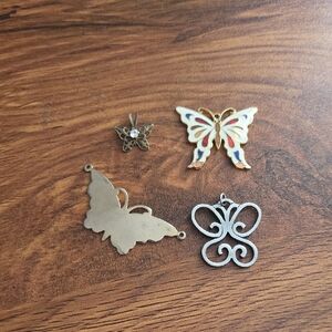 Vtg Butterfly Pendant Set Of 4